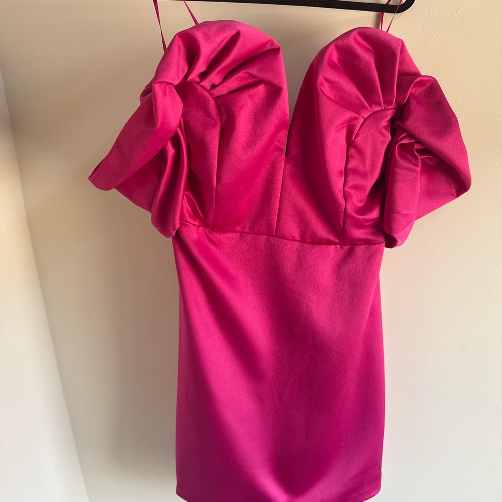 DO+BE Fuchsia Puff-Sleeve Mini Dress